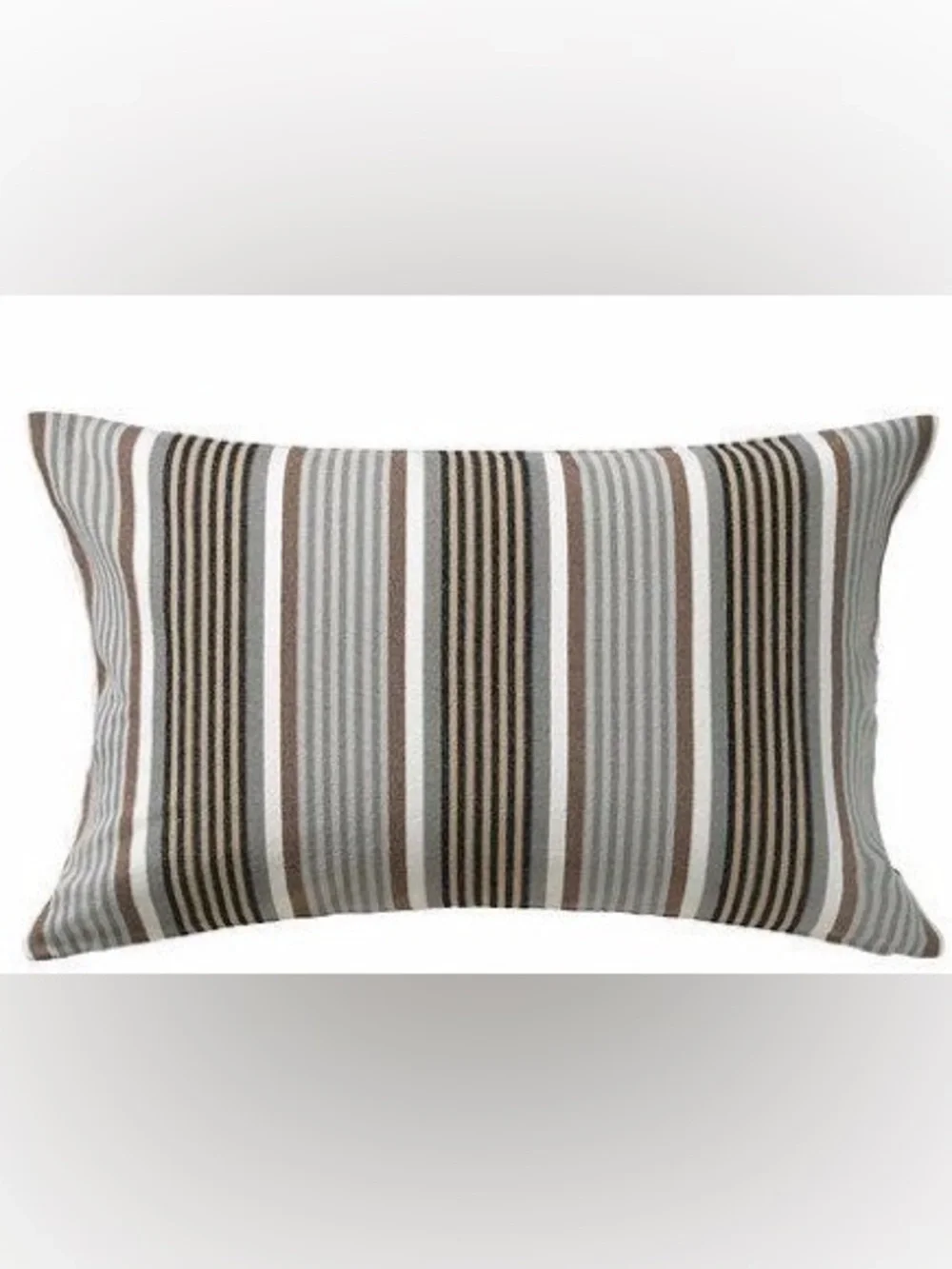 IKEA Striped Lumbar Pillow in Brown, Gray, and White